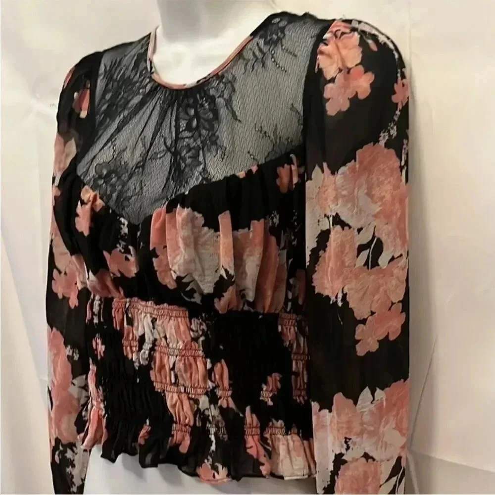 *Final Price* Free People Midnight Combo Daphne Blouse XS Boho NWT